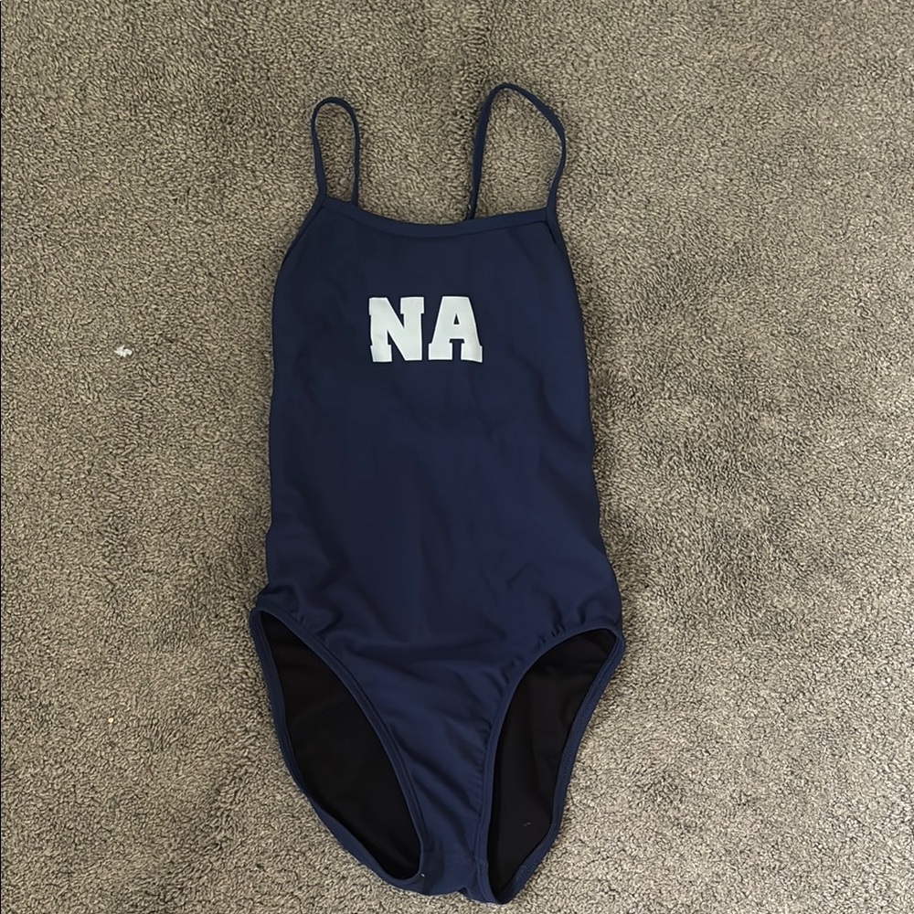 Jolyn Blue One Piece Swimsuit; letters NA